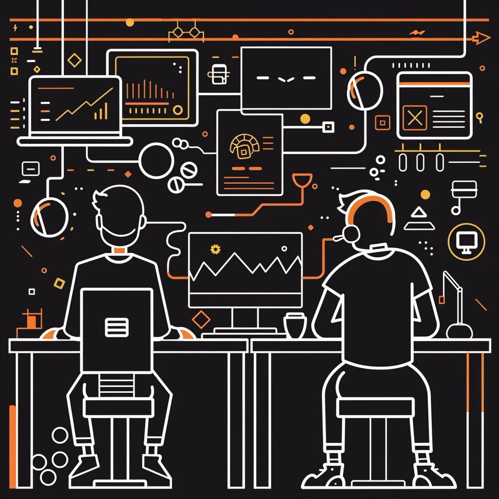 grafische Darstellung von unabhängigen Entwicklern bei der Arbeit