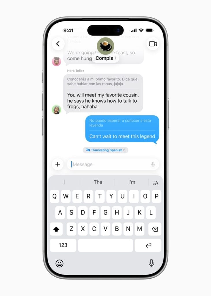 apple live translate imessage iphone