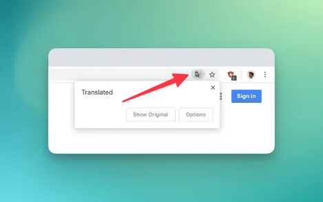 google chrome translate button