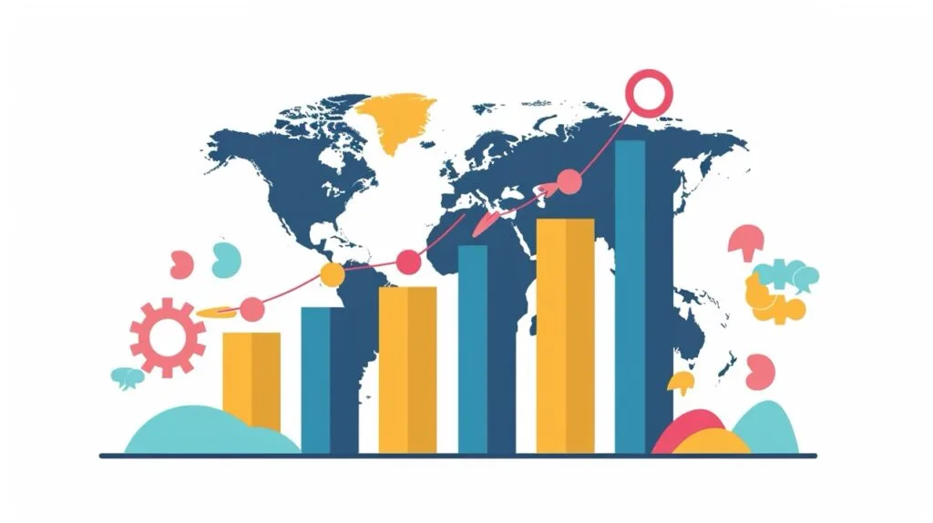 Balkendiagramm, das das Wachstum der internationalen seo zeigt