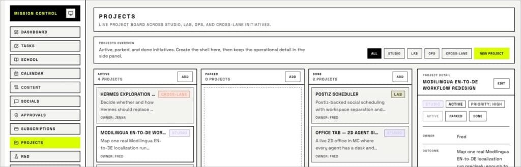 openclaw projects board