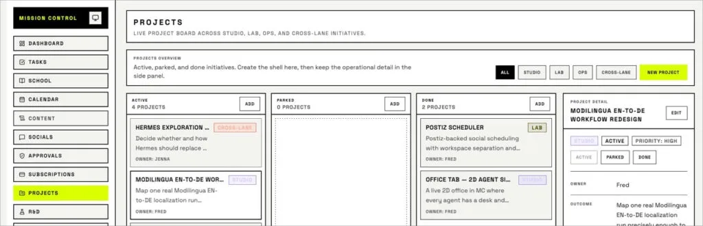 openclaw projects board